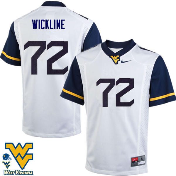 Men #72 Kelby Wickline West Virginia Mountaineers College Football Jerseys-White